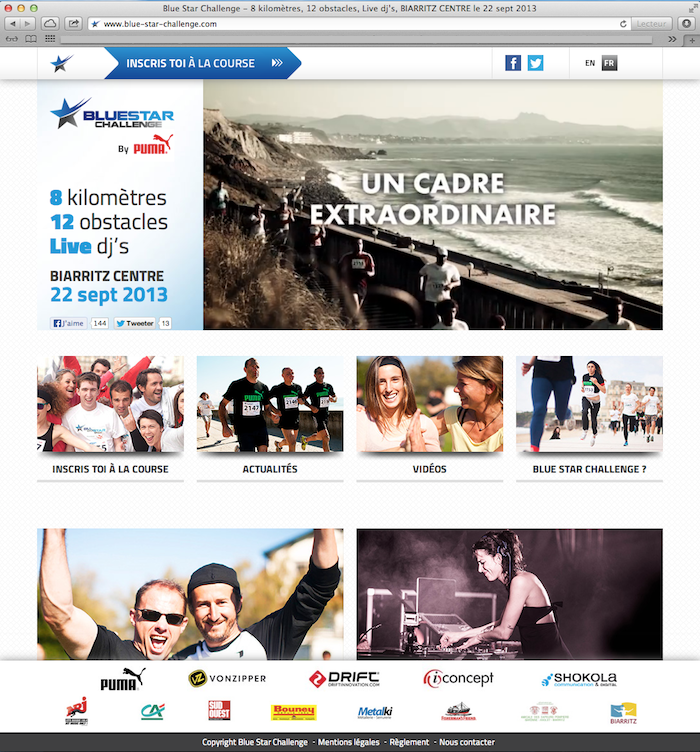 Page d'accueil du site Blue Star Challenge