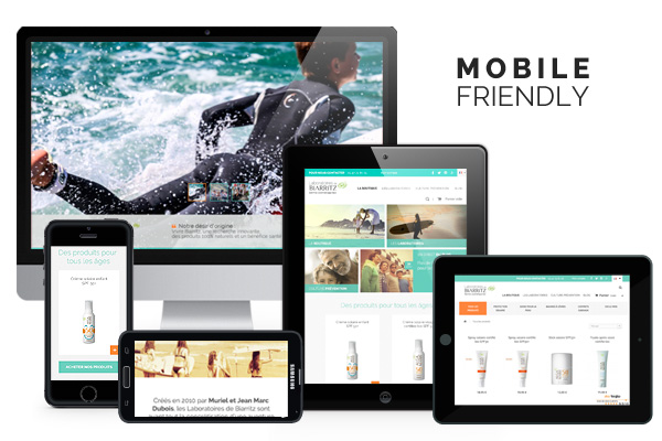 Site web et boutique en ligne responsive design des Laboratoires de Biarritz