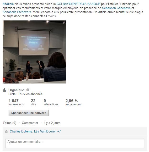 Page entreprise Linkedin analytics