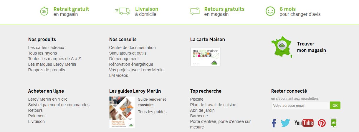 bandeau de réassurance ecommerce leroy merlin