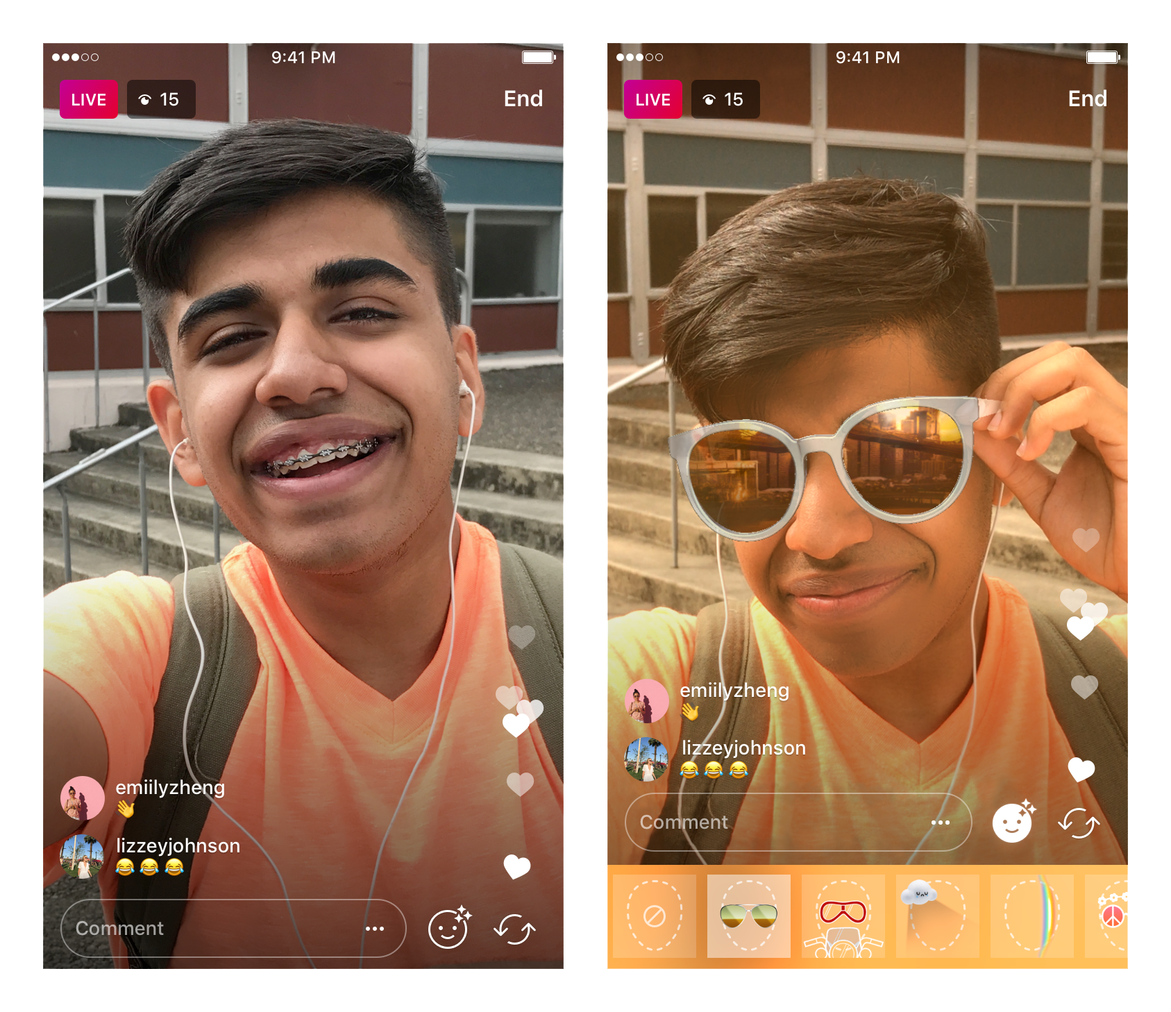 instagram filtre live