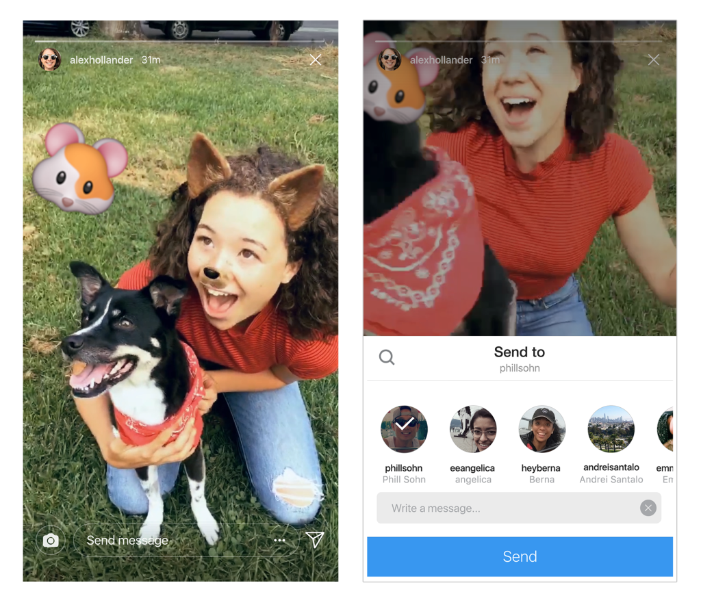 partager story instagram direct