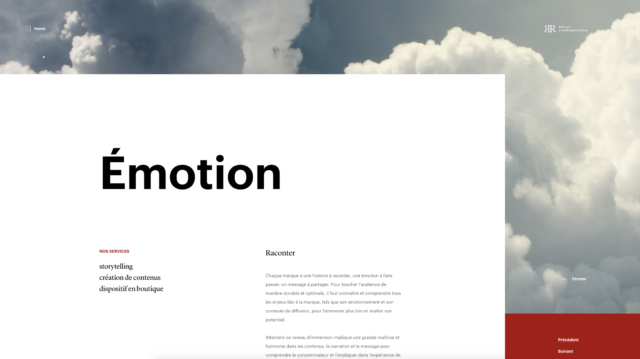 page emotion du site reflet communication